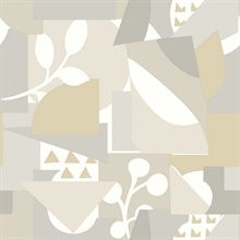 Neutral Cut Outs Absract Floral Geometric Wallpaper