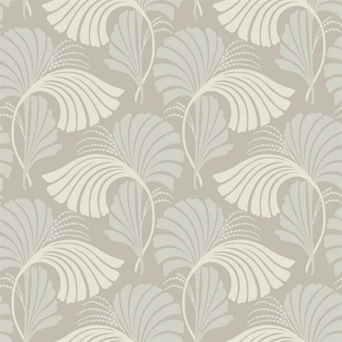 Neutral Dancing Leaf Wallpaper