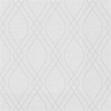 Neutral Diamond Geo Metallic Trellis with Textile Strings Wallpaper