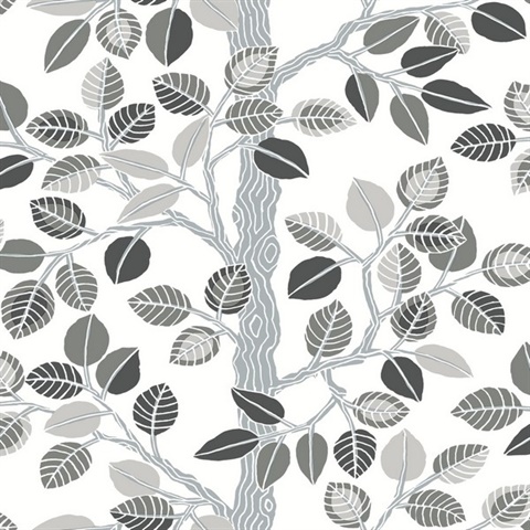 Neutral Forest Leaves Peel and Stick Wallpaper