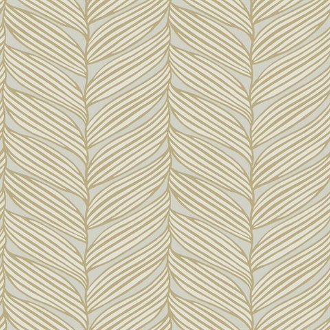 Neutral & Gold Large Braided Leaf Wallpaper