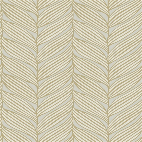 Neutral & Gold Large Braided Leaf Wallpaper