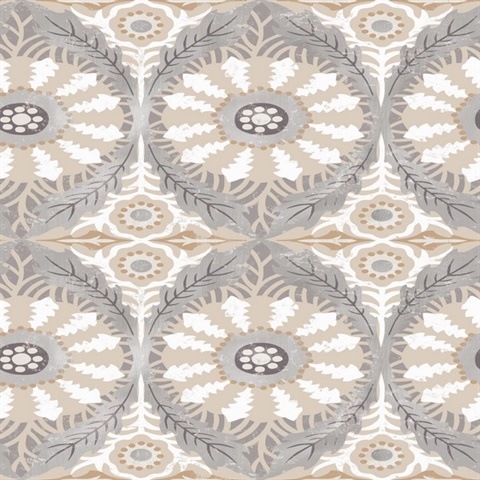 Neutral Savarin Bohemain Damask Wallpaper