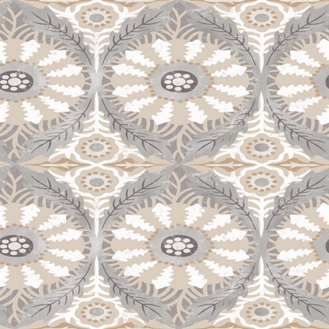 Neutral Savarin Bohemain Damask Wallpaper