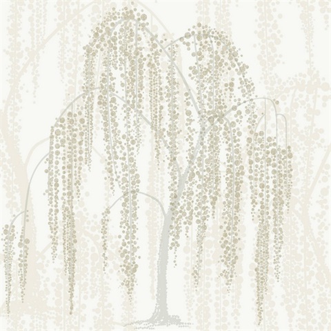 Neutral Weeping Willow Wallpaper