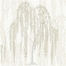 Neutral Weeping Willow Wallpaper