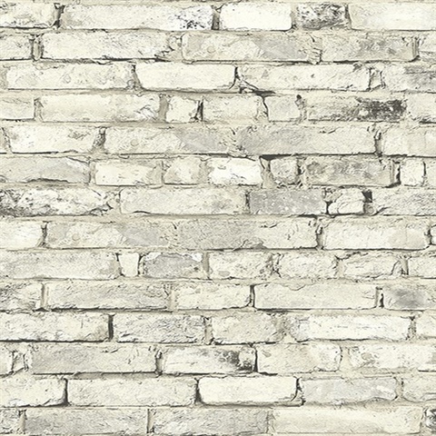 Neutral White Weathered Brick Wallpaper