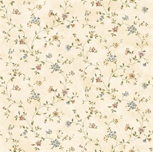 Neutrals Antique Floral Vine Wallpaper