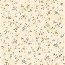 Neutrals Antique Floral Vine Wallpaper