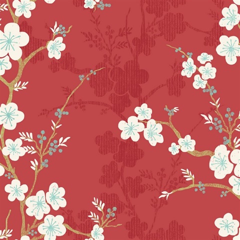 Nicolette Red Tree Branch Wallpaper