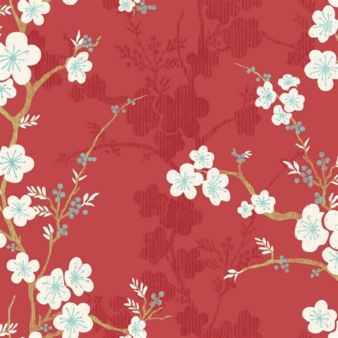 Nicolette Red Tree Branch Wallpaper