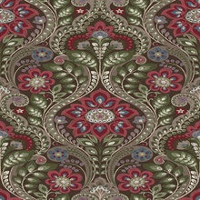 Night Bloom Chocolate Damask Wallpaper