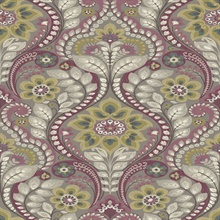 Night Bloom Grey Damask Wallpaper