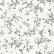 Nightingale Charcoal Floral Trail Wallpaper