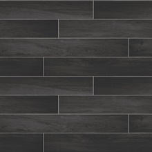 Nika Black Sleek Wood Wallpaper