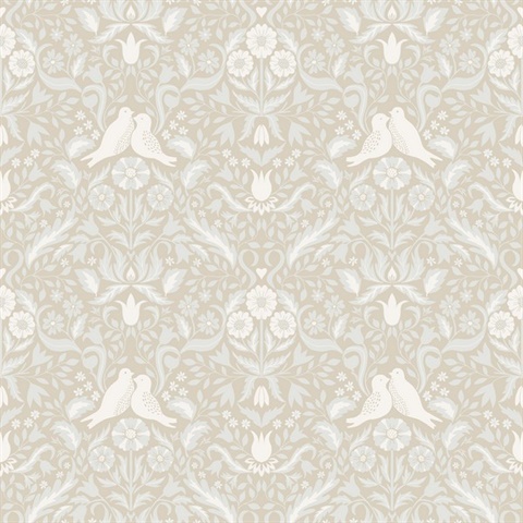 Niki Beige Country Kitsch Bird Wallpaper