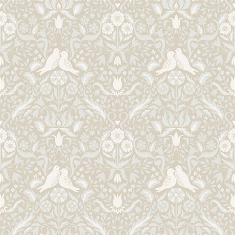 Niki Beige Country Kitsch Bird Wallpaper