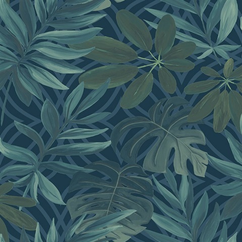 Nocturnum Blue Leaf Wallpaper