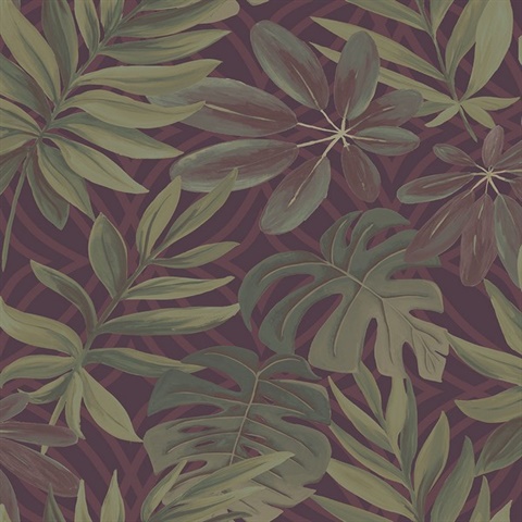 Nocturnum Maroon Leaf Wallpaper