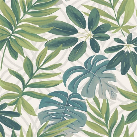 Nocturnum White Leaf Wallpaper