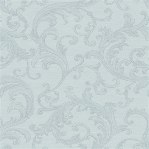 Noemi Light Blue Acanthus Scroll Wallpaper