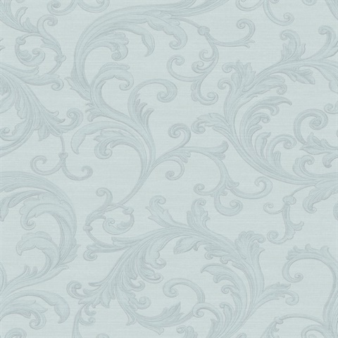 Noemi Light Blue Acanthus Scroll Wallpaper