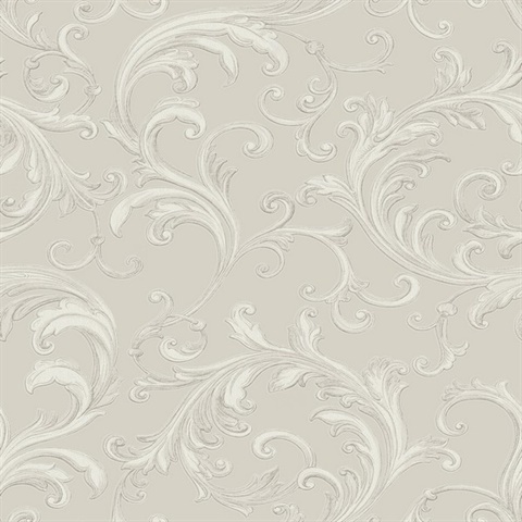 Noemi Silver Acanthus Scroll Wallpaper