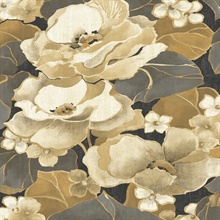 Nouveau Floral  Ebony & Antique Gold Peel and Stick Wallpaper