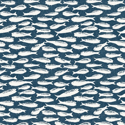 Nunkie Navy Blue Sardine Fish Wallpaper