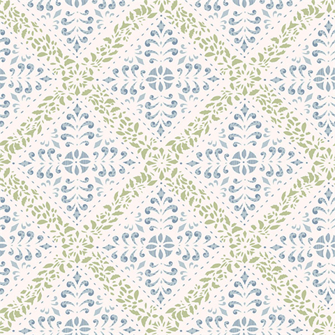 Nyborg Blue Ornamental Geometric Wallpaper