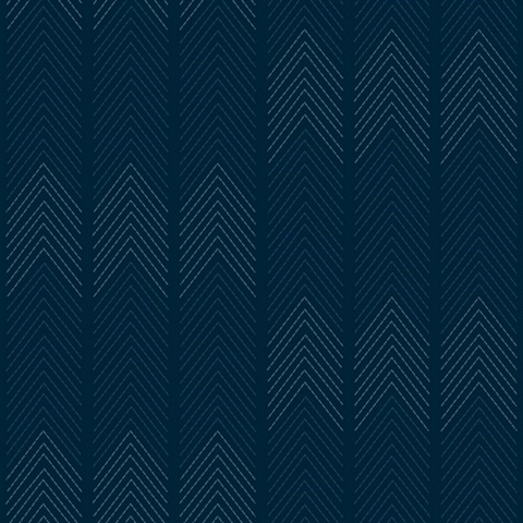 Nyle Dark Blue Stitch Chevron Stripe Zig Zag Wallpaper