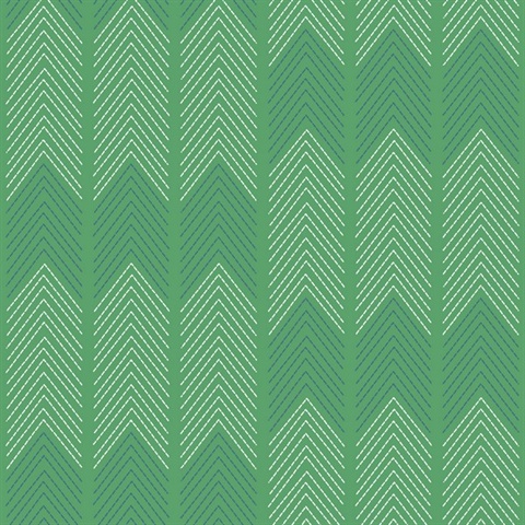 Nyle Green Stitch Chevron Stripe Zig Zag Wallpaper
