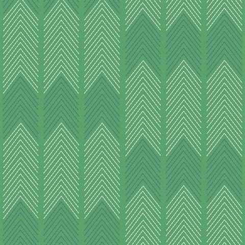 Nyle Green Stitch Chevron Stripe Zig Zag Wallpaper