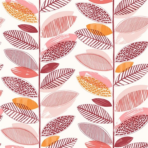 Nyssa Coral Leaves Wallpaper