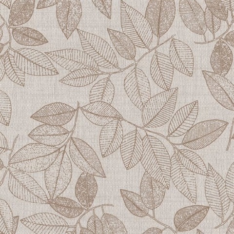 Oak Haven Leaflet Beige Commercial Wallpaper