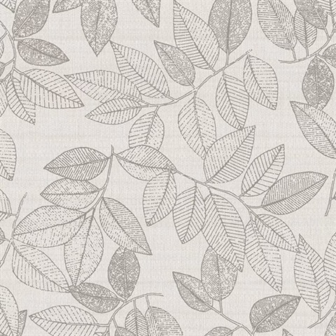 Oak Haven Leaflet Ecru Nature Commercial Wallpaper