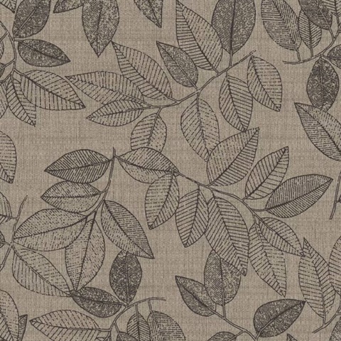 Oak Haven Leaflet Mocha Commercial Wallpaper