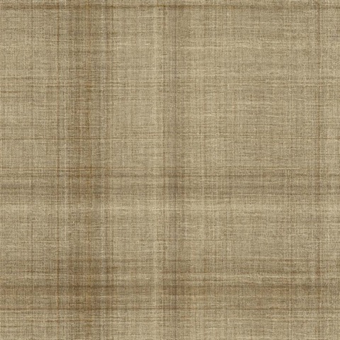 Oasis Caramel Linen Plaid Wallpaper