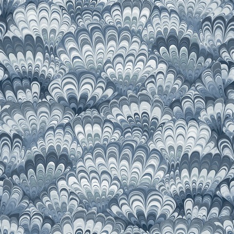 Octavia Blue Marbled Ink Wallpaper