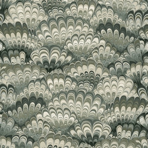 Octavia Dark Green Marbled Ink Wallpaper