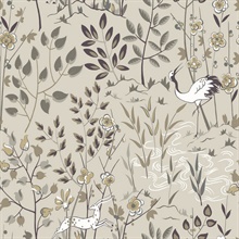 Off White Aspen Deer &amp; Botanical Scandinavian Wallpaper