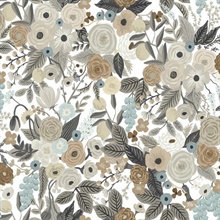 Off White &amp; Brown Garden Party Peel and Stick Wallpaper