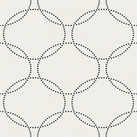 Off White Glass Bead Textured Circles Wallpaper