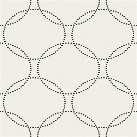 Off White Glass Bead Textured Circles Wallpaper