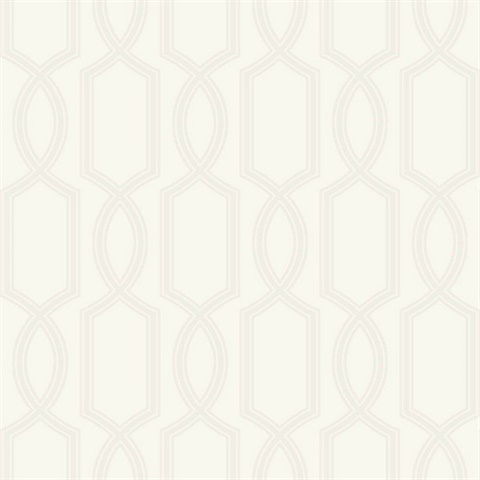 Off White Glass Bead Textured Trellis Wallpaper