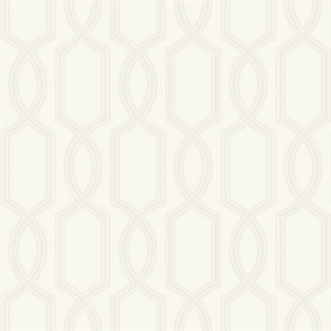 Off White Glass Bead Textured Trellis Wallpaper