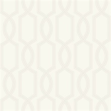 Off White Glass Bead Textured Trellis Wallpaper