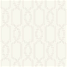 Off White Glass Bead Textured Trellis Wallpaper