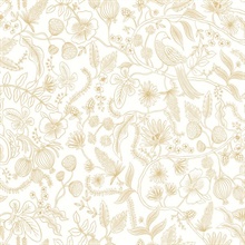 Off White &amp; Gold Aviary Peel and Stick Wallpaper