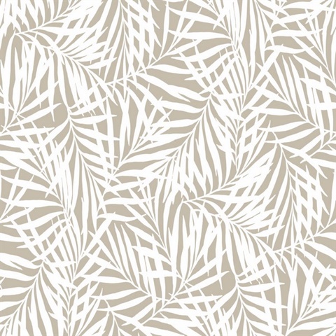 Off White Oahu Fronds Peel and Stick Wallpaper